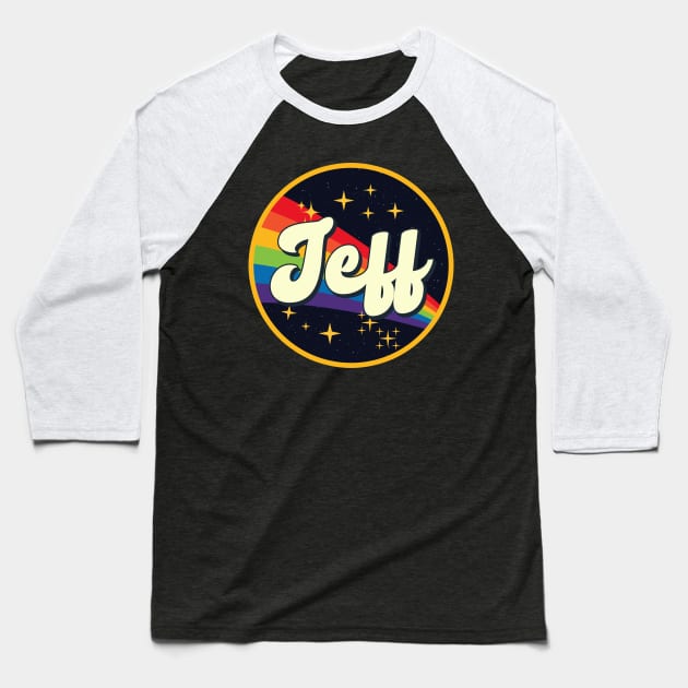 Jeff // Rainbow In Space Vintage Style Baseball T-Shirt by LMW Art